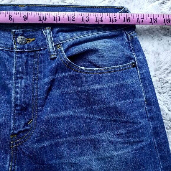 Levis Jeans Mens 33x32 Blue 505 Regular Straight Dark Wash American Denim - Picture 4 of 14